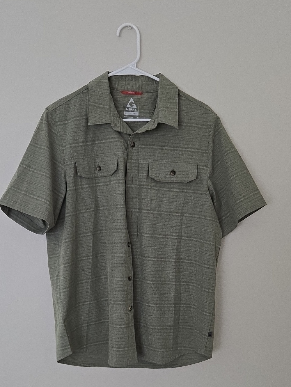 Gerry Weber Men's Short-Sleeve Button-Down Shirt in Olive